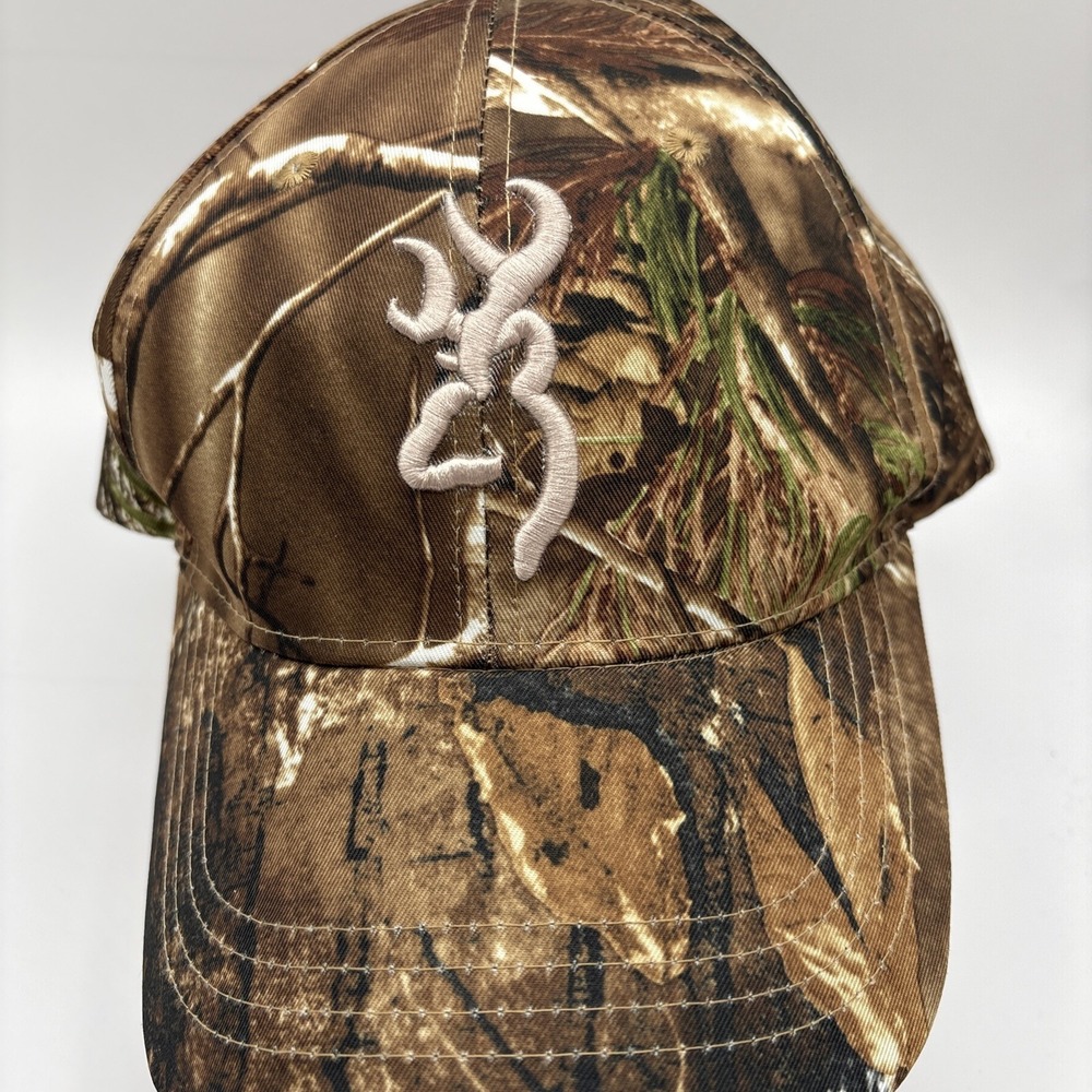 Browning Camo Hat Embroidered Buckmark Logo Adjustable Cap Camouflage